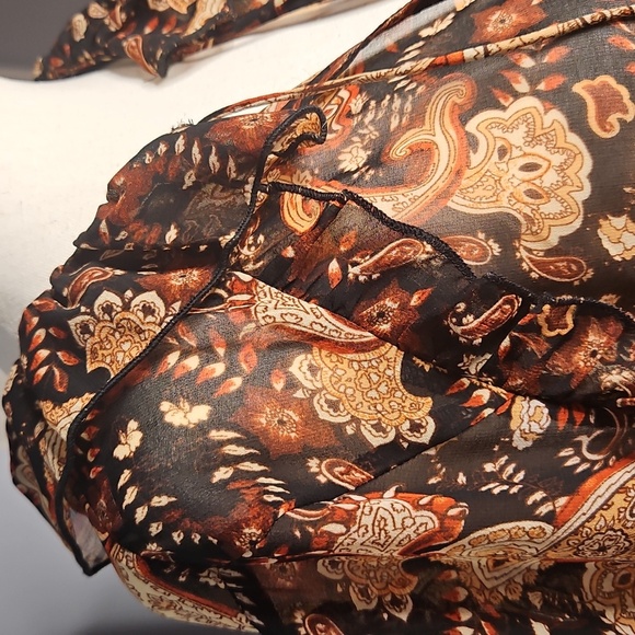 Zara Women's Paisley Semi-Sheer Ruffled Bodysuit - Picture 8 of 15